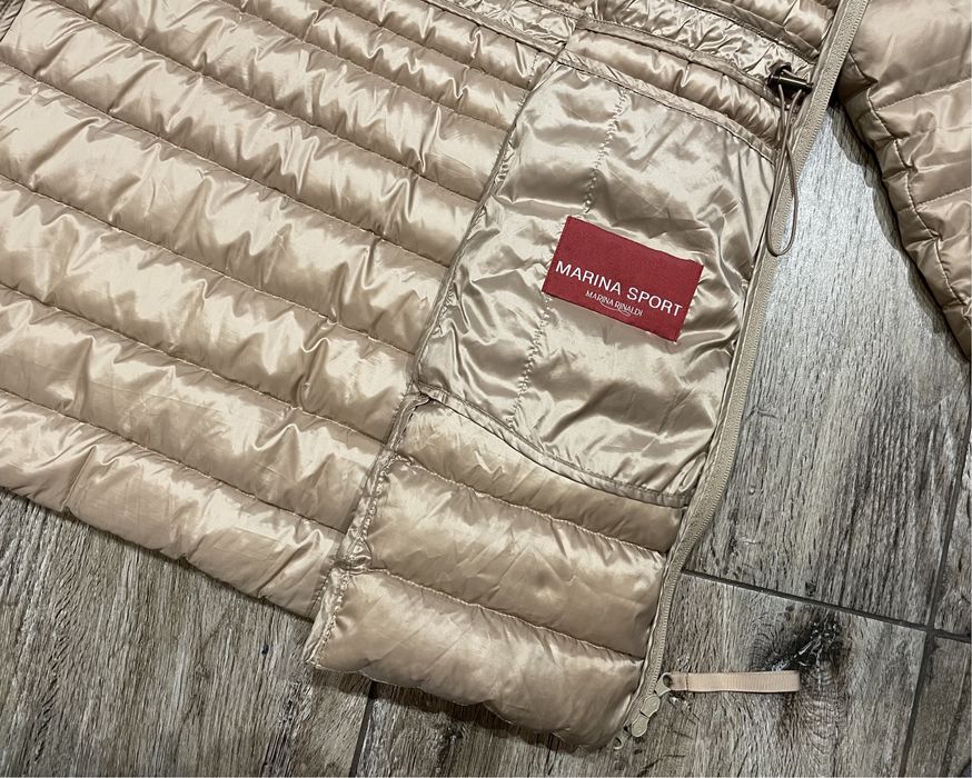 Damski płaszcz Puchowy Premium MARINA RINALDI Naturalny Gęsi Puch 175