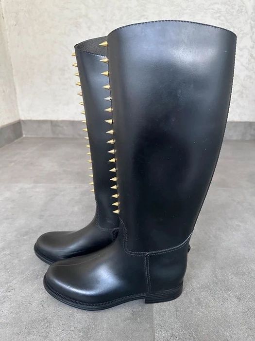 Czarne kalosze studded oficerki z ćwiekami a’la Hunter Wellies rozm 38