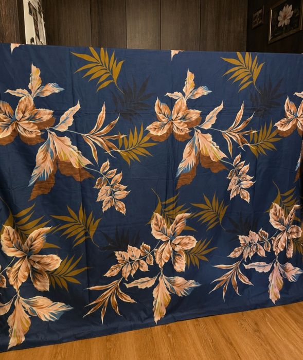 Komplet pościeli 160x200cm Granatowy w Liście 4 częściowy