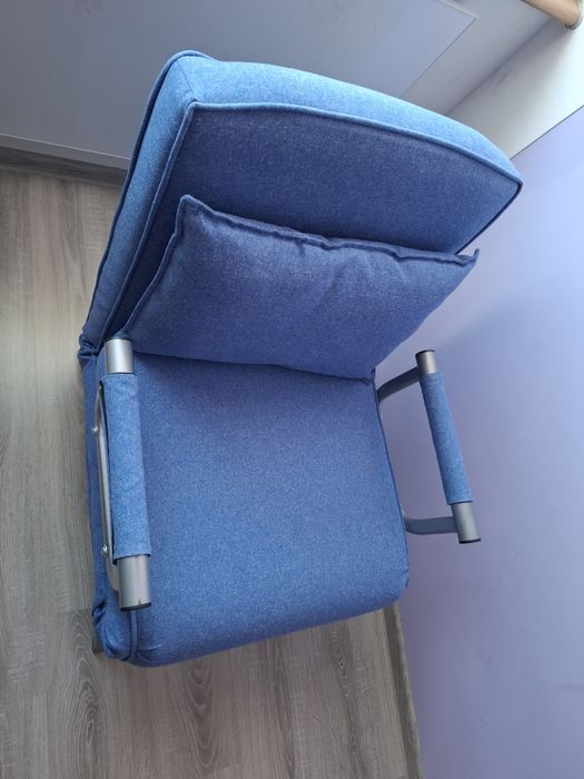 Fotel Rozkładany Do Spania Leżak Łóżko Sofa Jednoosobowa Niebieski BART