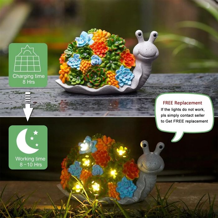 Lampka  Solarna Figurka Do Ogrodu LED Świecąca Śmieszna Ślimak