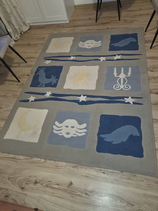 Dywan młodzieżowy Ikea 165x223 niebiesko-szary