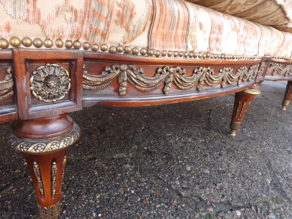 Empiryczna sofa z fotelami mosiężne okucia