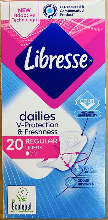 Wkładki higieniczne Libresse Regular 21*20 sztuk oraz podkłady Tena 180*8O cm - 2*20 sztuk