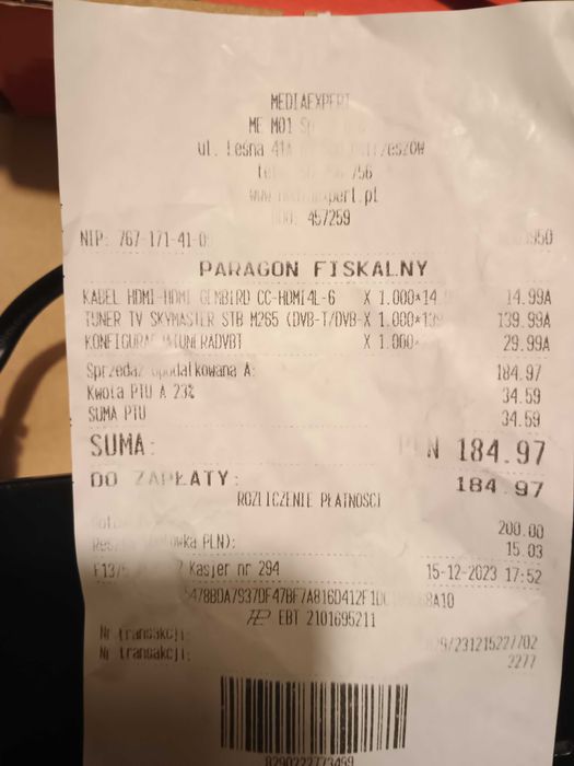 Dekoder DVB-T2 do odbioru naziemnej telewizji cyfrowej Skymaster H.265