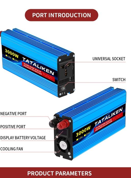 Інвектор чистий синус 12v 3000 w
