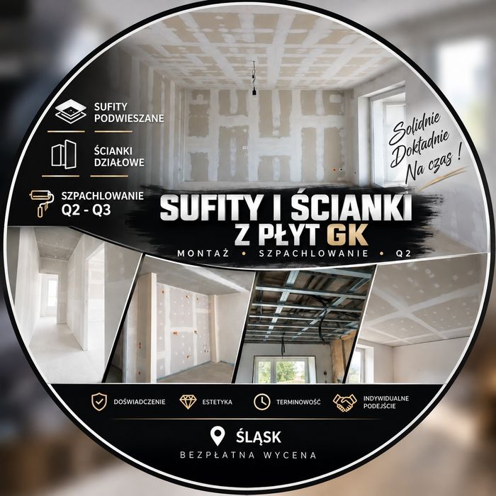 Sufity podwieszane GK | Ścianki działowe | Q2–Q3
