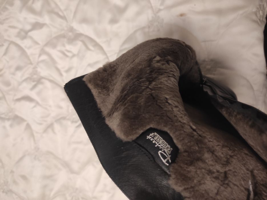 Зимние  черные сапоги "Respect" натуральная кожа на цигейкее