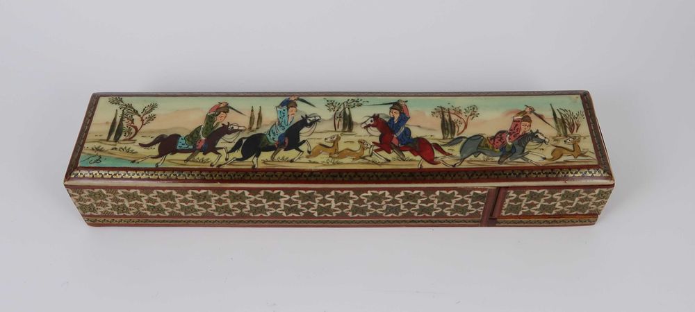 Caixa para lapis marchetaria e pintura manual