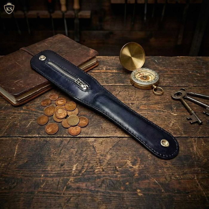 Гаманець-монетниця слепер із натуральної шкіри ручної роботи
