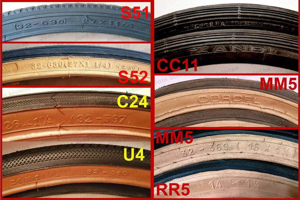 Pneus 27x1_1/4, 26x1_1/4, 24x1_1/4, 20x1_1/4, 16x1_1/4, 14x1_1/4