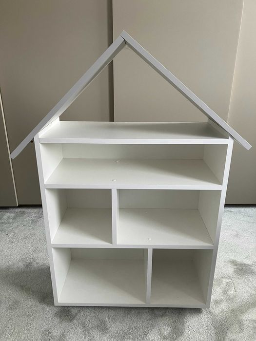 Konsimo - regał dziecięcy, piękny domek, kolor: szary/biały