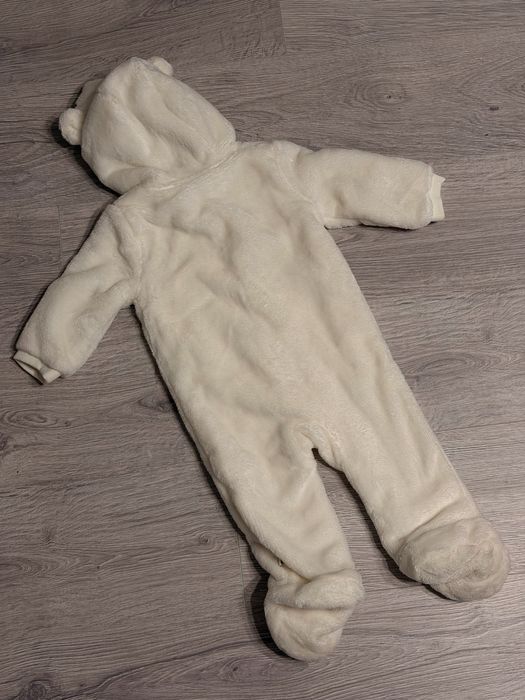 Плюшевий чоловічок 9-12м. з капюшоном для дитини. Флісовий комбенізон.