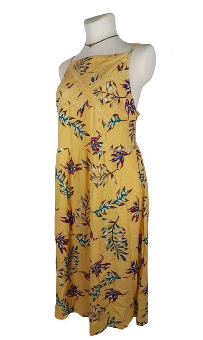 Nowa żółta sukienka w kolorowe liście 48,4XL BonPrix plus size