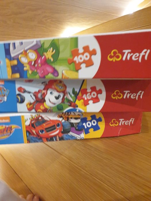 Zestaw puzzli 3 komplety Trefl 5+ 6+ dużo elementów Duży zestaw