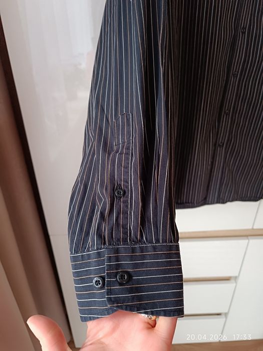 Czarna koszula męska w paski Eden r XL