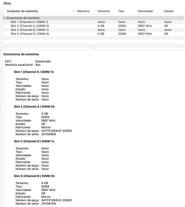 8GB (2x4GB) Memória original Apple iMac 27" 2020 DDR4-2666