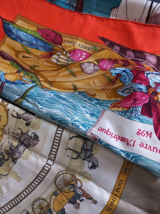 Oryginalne- 100 procent-Husty- Szale-HERMES-PARIS.-Jedwab.