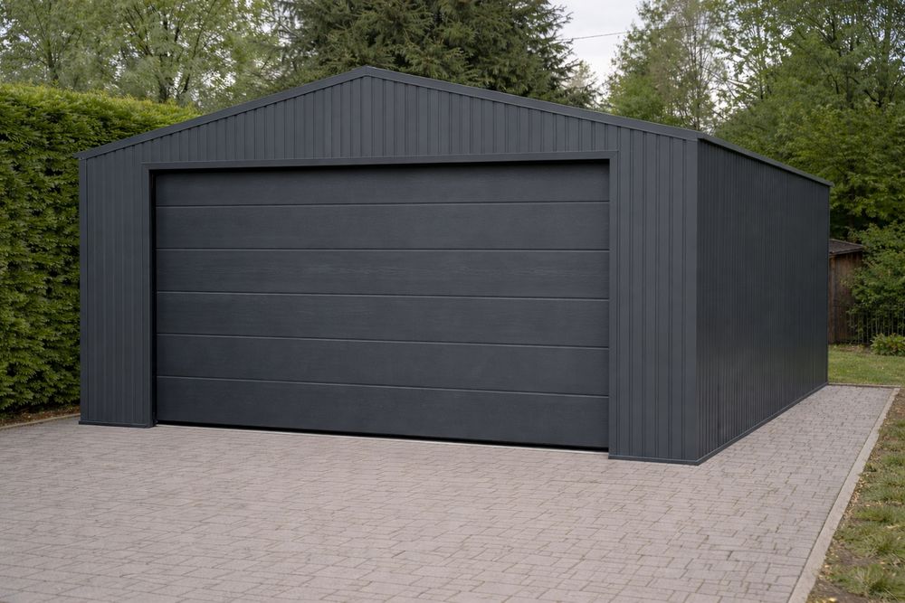 Garaż wolnostojący – konstrukcja stalowa 5 x 6 m