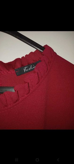 Vestido vermelho, de ombros à mostra, manga 3/4 - M - Fashion