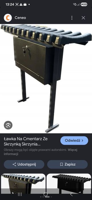 Ławka cmentarna ze skrzynia na kluczyk