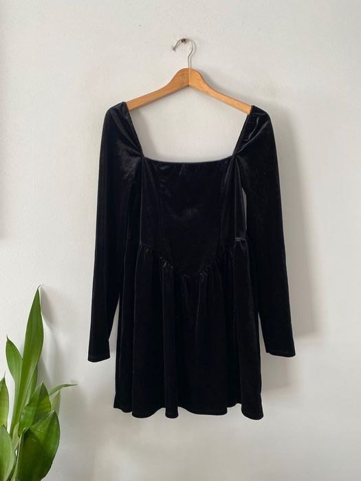 NOWA Sukienka Welur ASOS 42/XL Basque Waist Vampy Gotycka