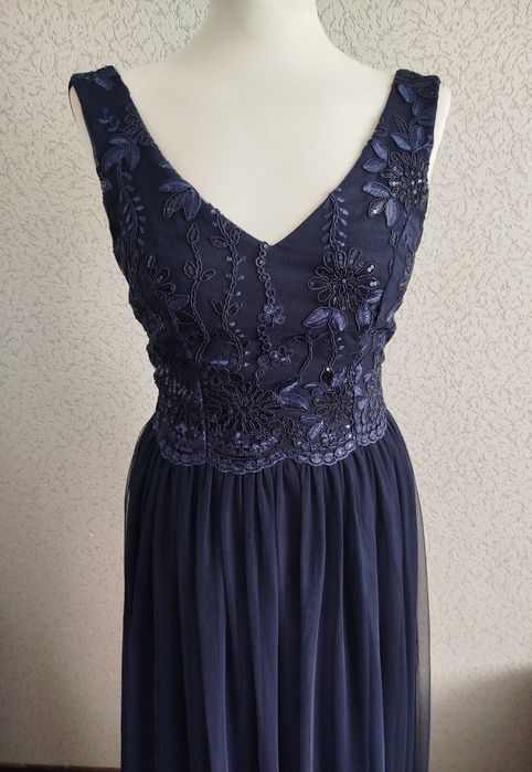 Maxi sukienka, cekiny, koronka