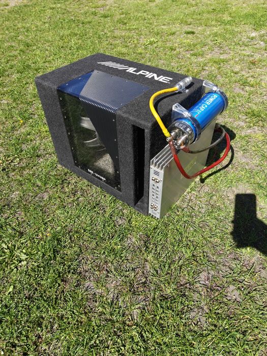 Subwoofer tuba SBE 1243BP + wzmacniacz + kondensator + przewody zasilające