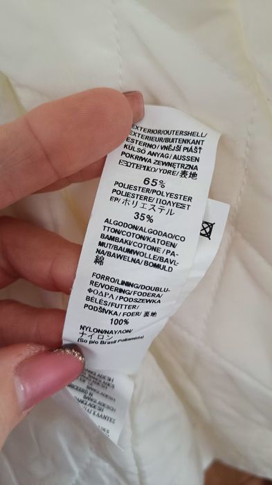 36 S Inditex kurtka przejściowa kremowy śmietankowy ocieplona
