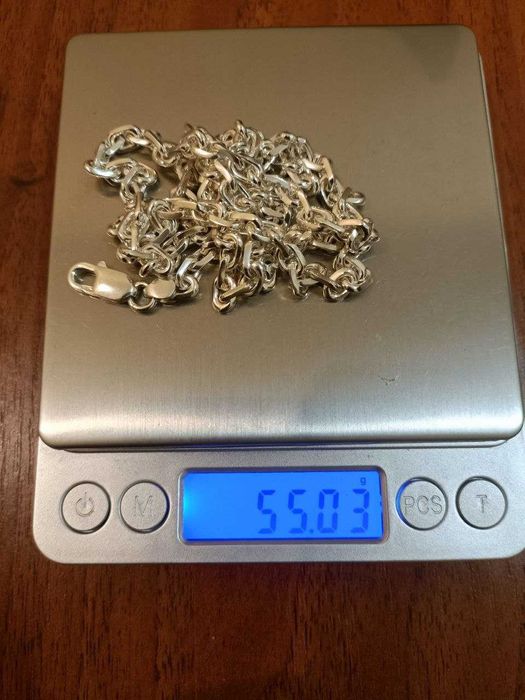 Серебряная Якорная цепочка с гранями. Мужская цепь.Срібний ланцюг Якір