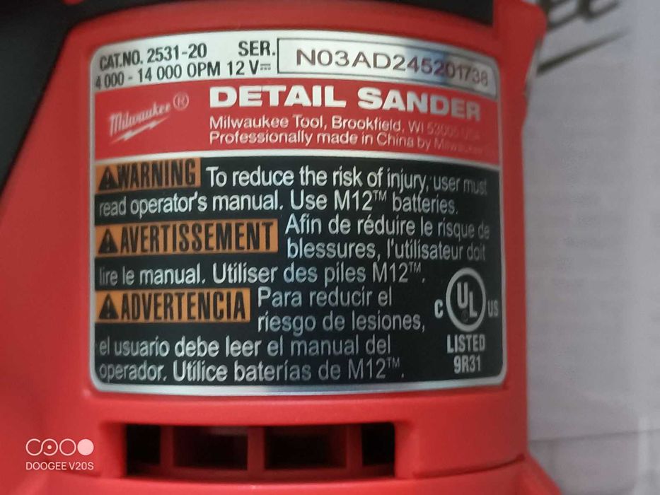 Milwaukee 2531-20 m12 Fuel Orbital Detail Sander