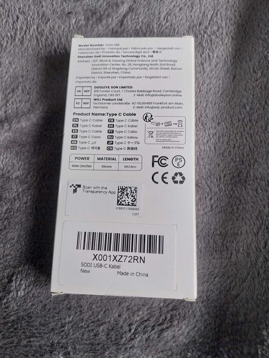 Kabel USB C, SODI 100W, kabel do szybkiego ładowania