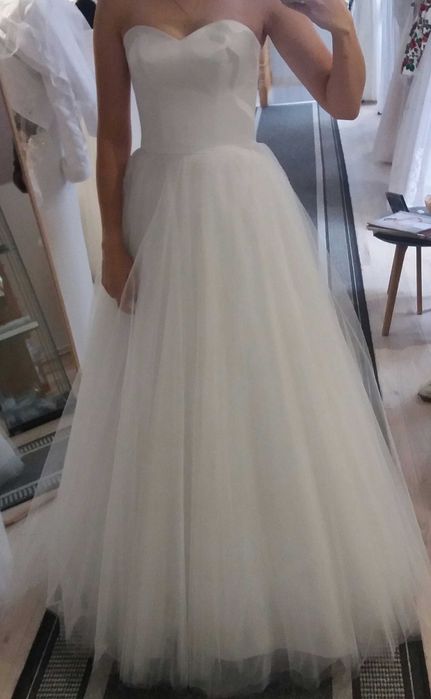 Suknia ślubna Marcator z tiulem+pasek niebieski