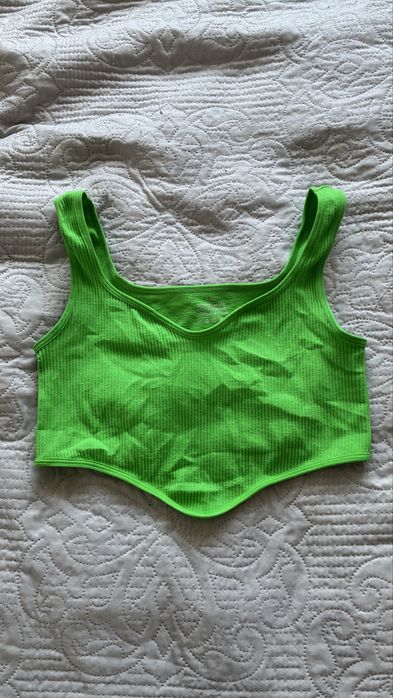 Zielony neonowy komplet legginsy i crop top S/M 36/38