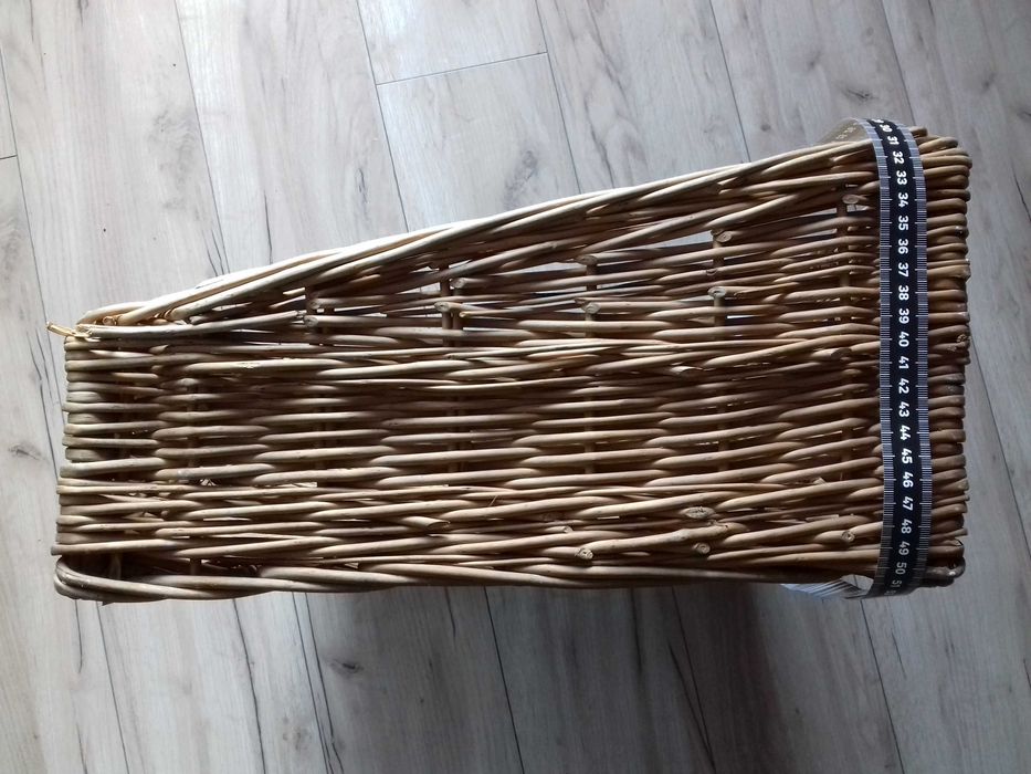 Kosz wiklinowy niski, 62cm x 43cm x 21cm, używany, w dobrym stanie, 20261003