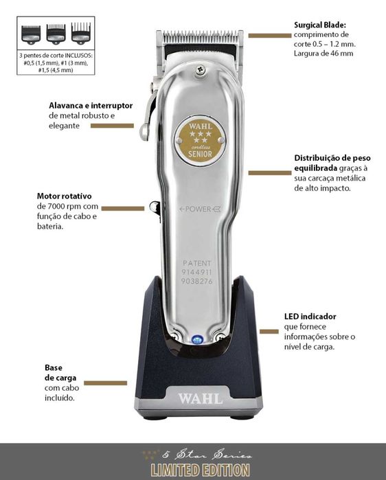 WAHL MAQUINA DE CORTE SENIOR CORDLESS METAL EDITION