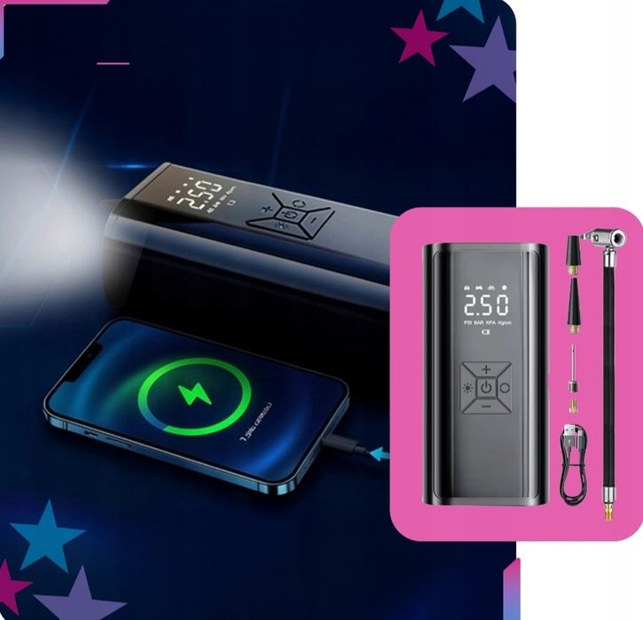 Kompresor Samochodowy Akumulatorowy Pompka Elektryczna NOWA