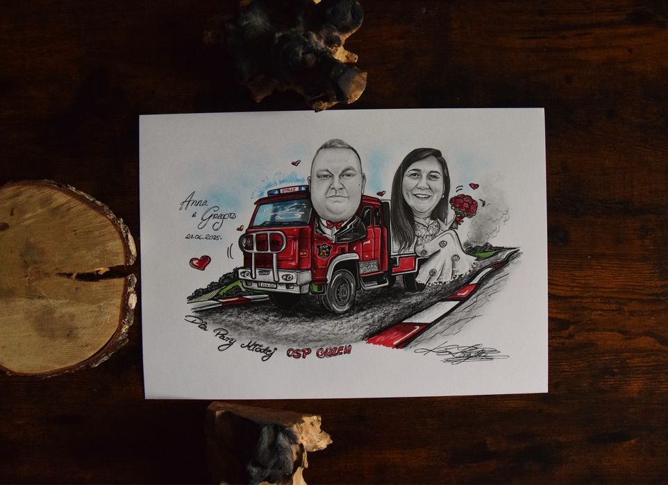 Karykatury rysowane ze zdjęcia na zamówienie klienta na różne okazje