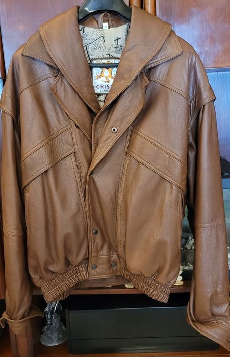 Blusão vintage de cabedal homem