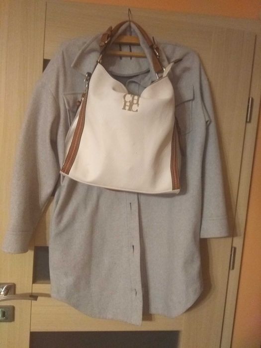 Wyprzedaż uniw. Może oversi Świetny Płaszczyk przejściowy szary popiel