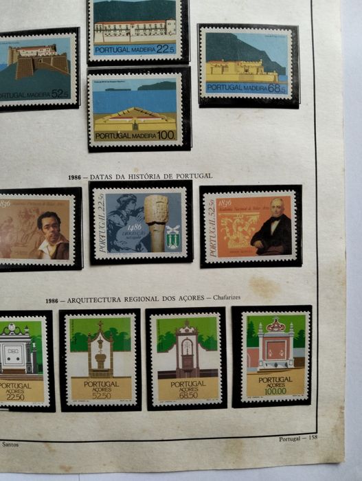 Selos não circulados de Portugal 1986 (Parcial)