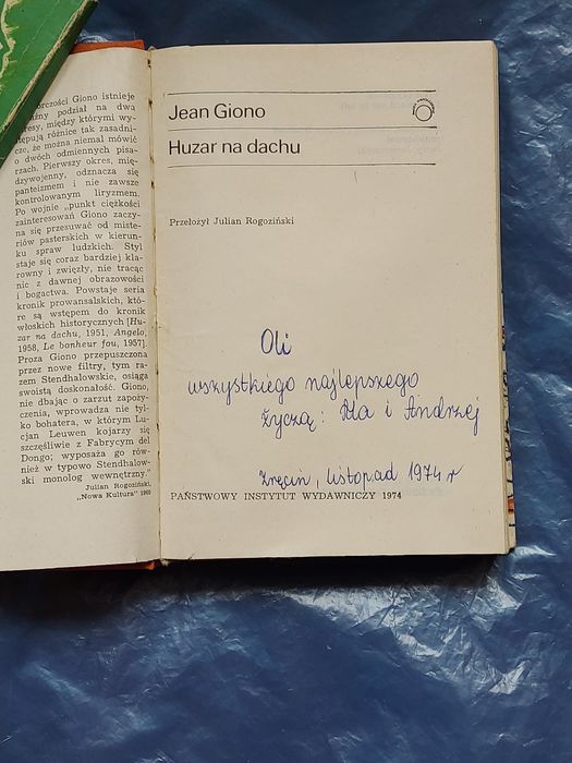 Książka HUZAR NA DACHU 1974rok