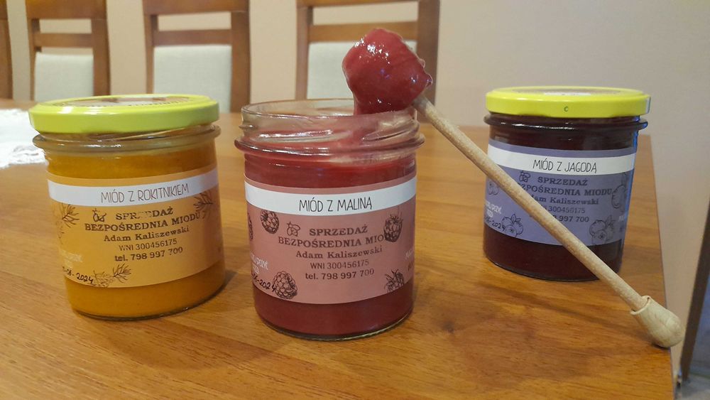 Miód rzepakowy z malinami
