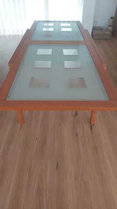 Conjunto de mesa de jantar extensível e 4 cadeiras