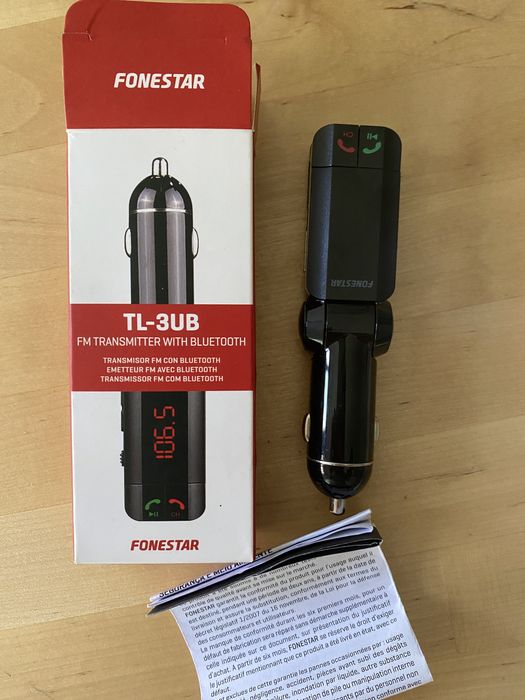 Transmissor maos livres FM Carro com Bluethooth