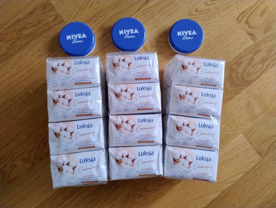 Luksja Creamy 36 x 100g Mydło Bawełna prowitamina B5 Krem 3x Nivea