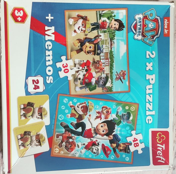 Psi Patrol 2xPuzzle 30 i 48 el. + Memory 24 szt.