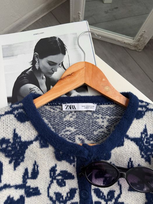 Теплый шерстяной жаккардовый кардиган zara • кофта • свитер