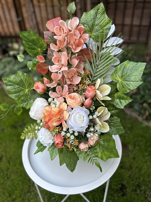 Bukiet Premium sztuczne kwiaty na grób cmentarz jesień