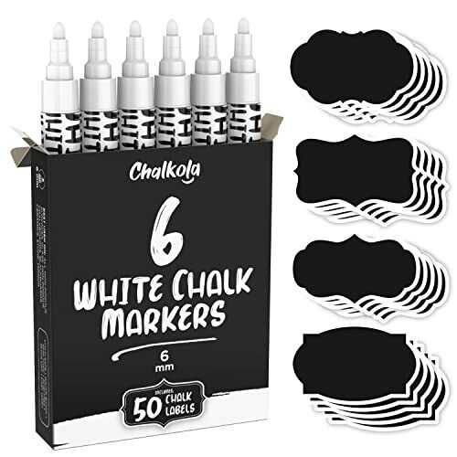 Chalkola White chalk 6 markerów+ etykiety